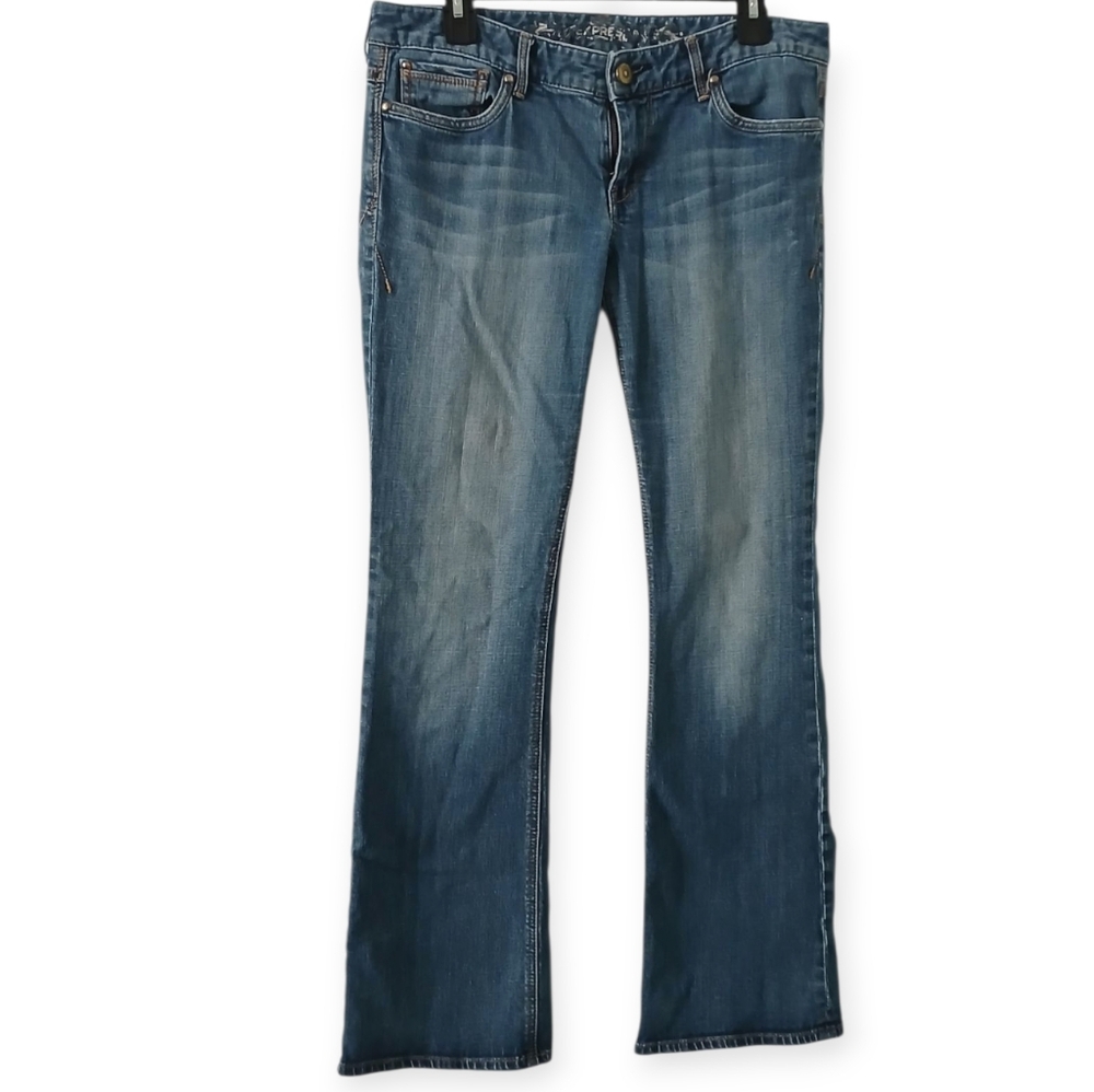 EXPRESS WOMEN'S BOOT STELLA REGULAR FIT LOW RISE BLUE JEANS. SIZE 10R